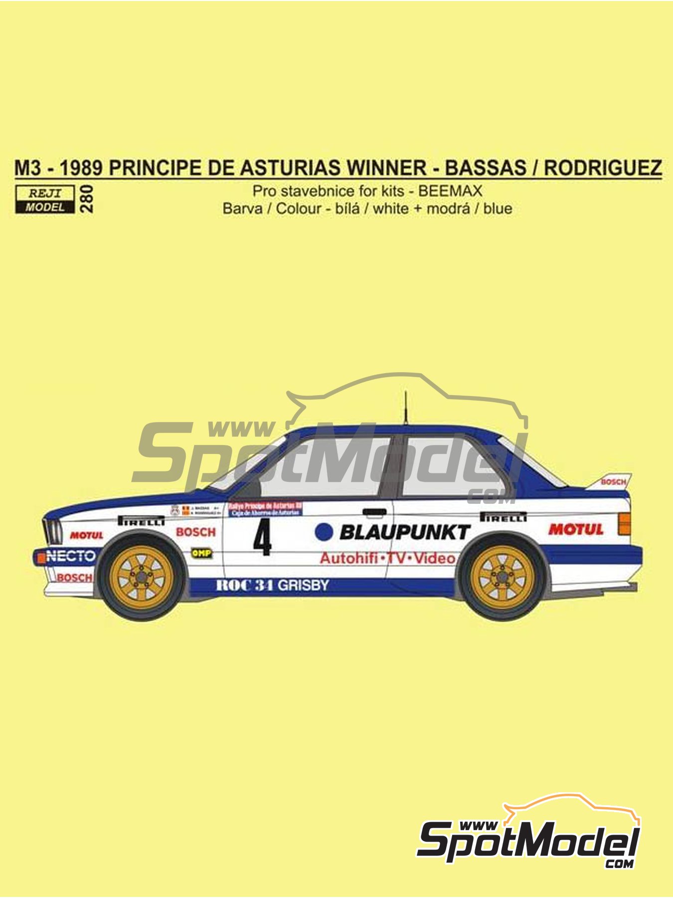 Reji Model 280: Marking / livery 1/24 scale - BMW M3 E30 sponsored